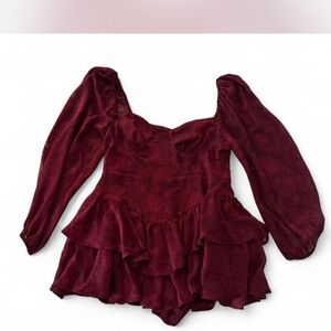 Altar'd State Rich Burgundy Romper